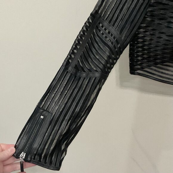 Vintage Y2K Bebe Leather & Mesh Cropped Jacket Size M Fitted Baddie Indie - Picture 4 of 8